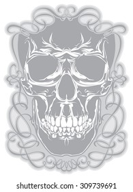 Skull with  flourishes