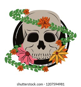 Skull with flower
