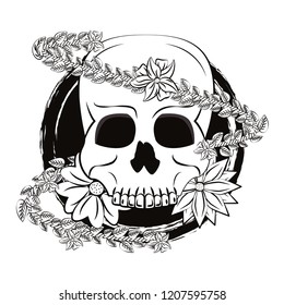 Skull with flower