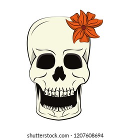 Skull with flower