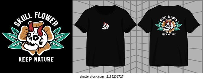 skull flower aesthetic graphic design for creative clothing, for streetwear and urban style t-shirts design, hoodies, etc.