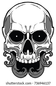 Skull Flower Art Design Vector