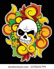 skull with flower background for wallpaper and more