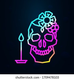 Skull, flower, candle, catrina nolan icon. Simple thin line, outline vector of dia de muertos icons for ui and ux, website or mobile application