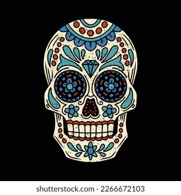 skull flower day of the dead vector