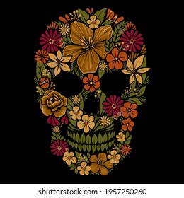 skull flower decorative illustrations vector