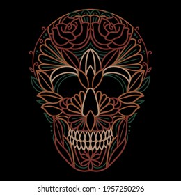 skull flower decorative illustrations vector