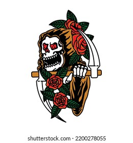 Skull and flower graphic illustration vector art t-shirt design