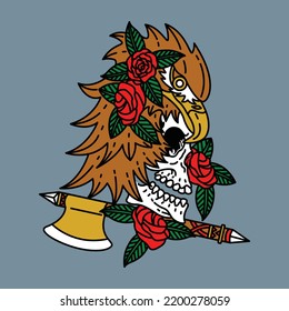 Skull and flower graphic illustration vector art t-shirt design