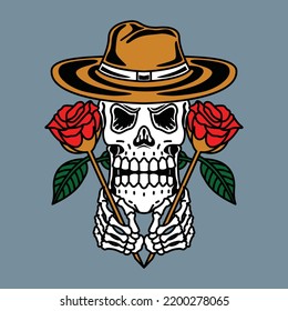 Skull and flower graphic illustration vector art t-shirt design