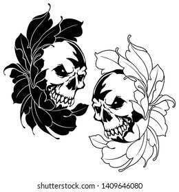 The skull and flower illustration,