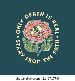 Skull Flower Illustration Design Vintage