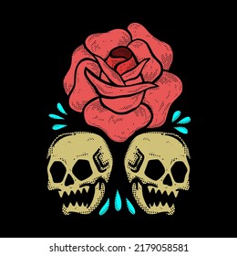 skull flower illustration vector for tshirt jacket hoodie can be used for stickers etc