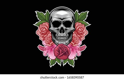 Skull Flower Leaves Vector Illustration Isolated Stock Vector (Royalty ...