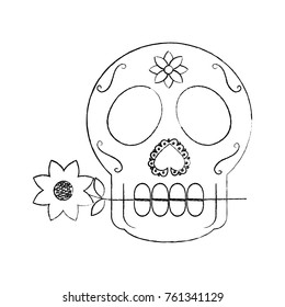 skull with flower in the mouth the day of the death mexican