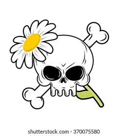 Skull and flower. symbol of death and emblem of life.
