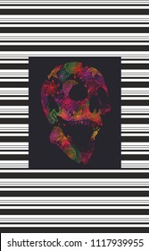 skull and flower  vector art