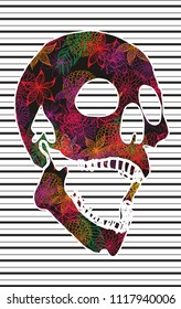 skull and flower  vector art