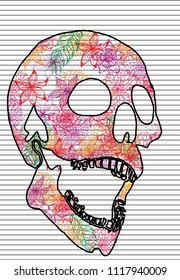 skull and flower  vector art