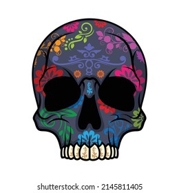 Skull Flower Vector Art Illustration svg