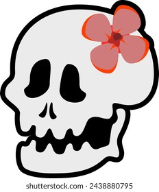 Calavera con icono de vector de flor