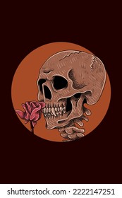 Skull with flower vector illustration