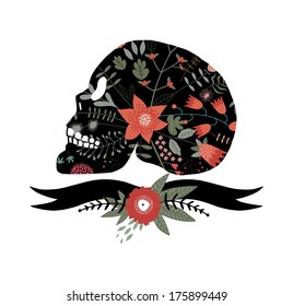 Skull with flowers