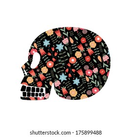 Skull with flowers