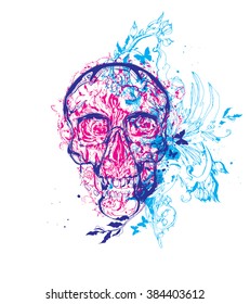 Skull with flowers