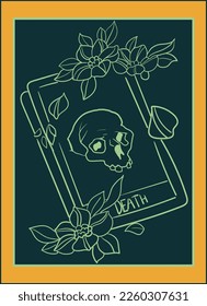 skull and flowers cute illustration. vintage skull and flowers. can be used as a symbol or tattoo design.