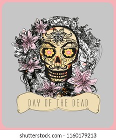 Skull and Flowers Day of The Dead