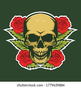 Skull Flowers Design Vector Stock Vector (Royalty Free) 1779639884 ...