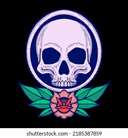 Skull flowers illustration vector colorful for print on tshirt, poster, logo, stickers etc
