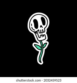 Skull flowers illustration. Vector graphics for t-shirt prints and other uses.