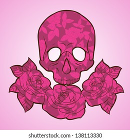 skull with flowers for prints