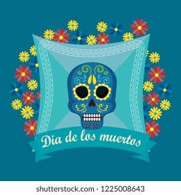 skull with flowers to special day of the dead