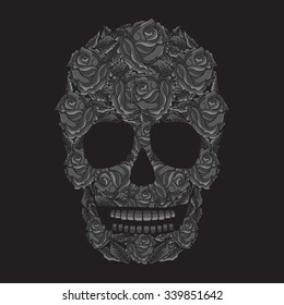 Skull flowers typography, t-shirt graphics, vectors