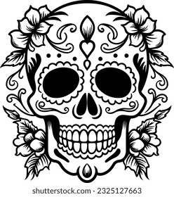 skull and flowers vector
