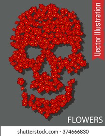 Skull of flowers. Vector illustration.