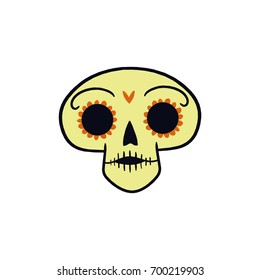 Skull with flowers. Vector illustration. Day of the dead, halloween.