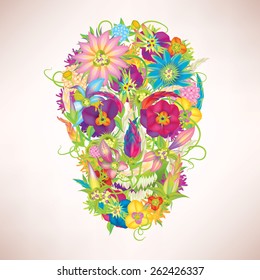 Skull and flowers vector illustration eps10