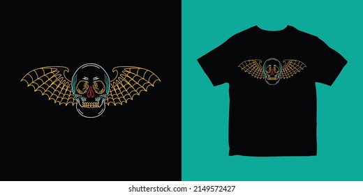 Skull Fly Outline illustration Tshirt Design