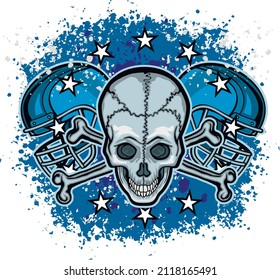 skull with football helmet, grunge vintage design t shirts
