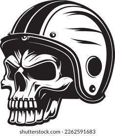 Skull In Football Helmet Monochrome Logo