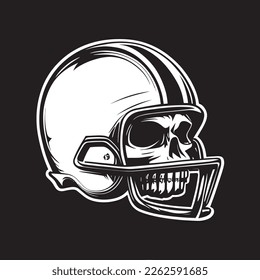 Skull In Football Helmet Monochrome Logo