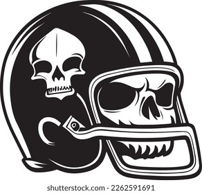 Skull In Football Helmet Monochrome Logo