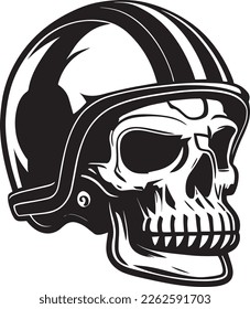 Skull In Football Helmet Monochrome Logo