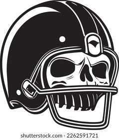 Skull In Football Helmet Monochrome Logo