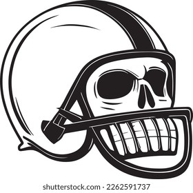Skull In Football Helmet Monochrome Logo