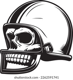 Skull In Football Helmet Monochrome Logo